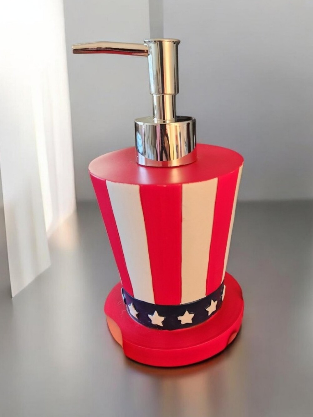 Patriotic Red & White Striped Soap/ Lotion  Dispenser■ New》 Final Price